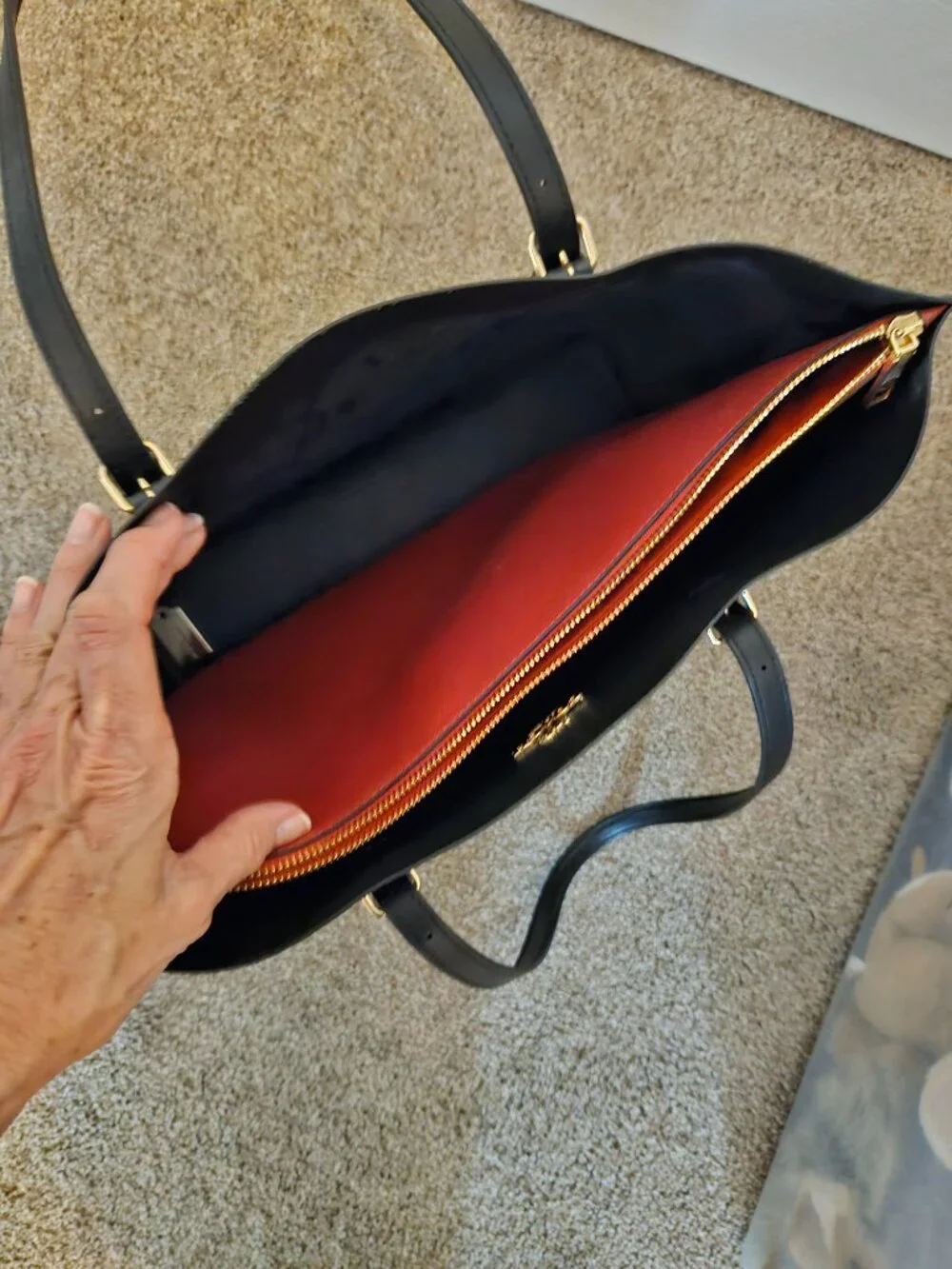 Coach Mollie Tote Bag in Signature Canvas Black Smoke & Red